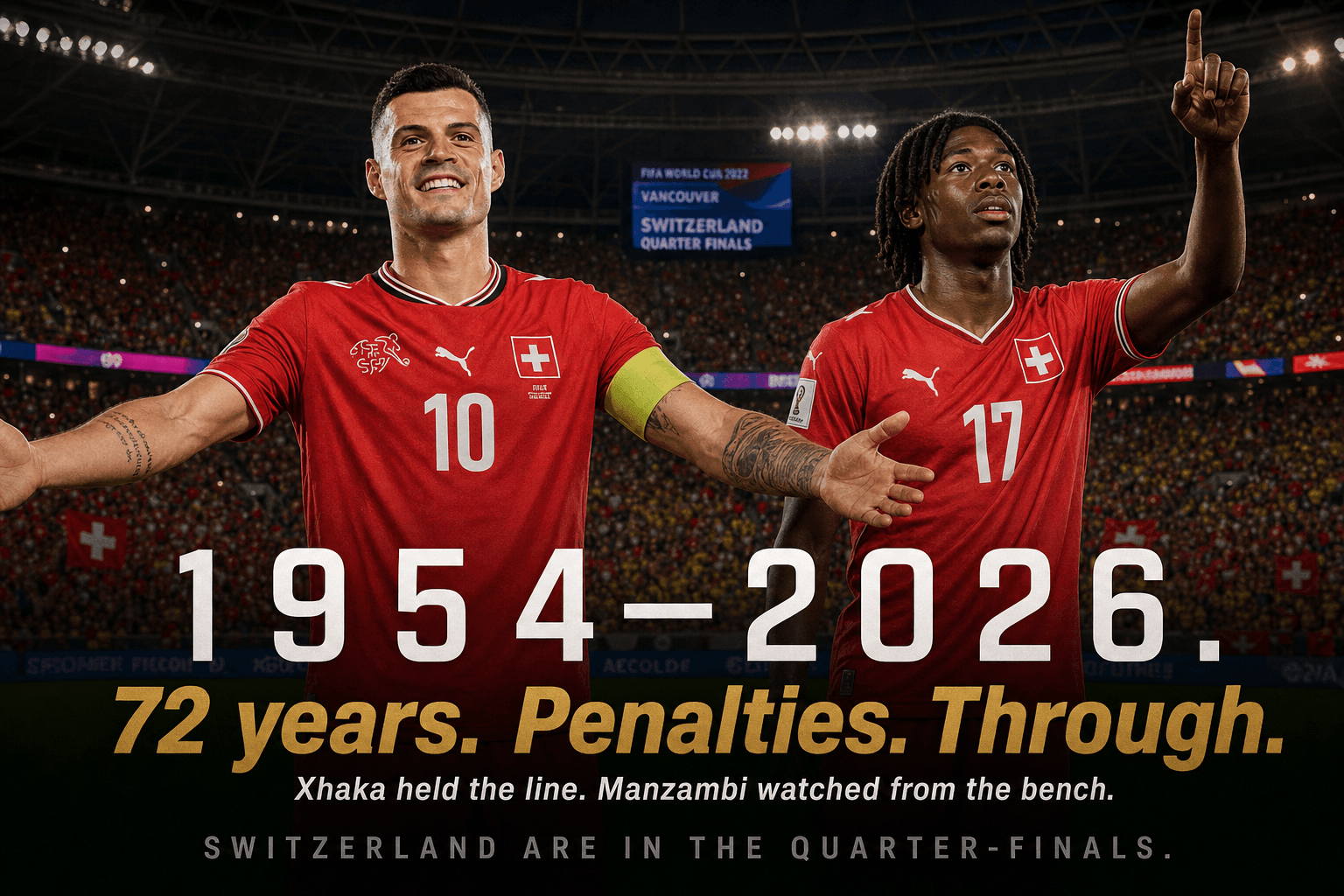Switzerland End a 72-Year Wait for the World Cup Last Eight